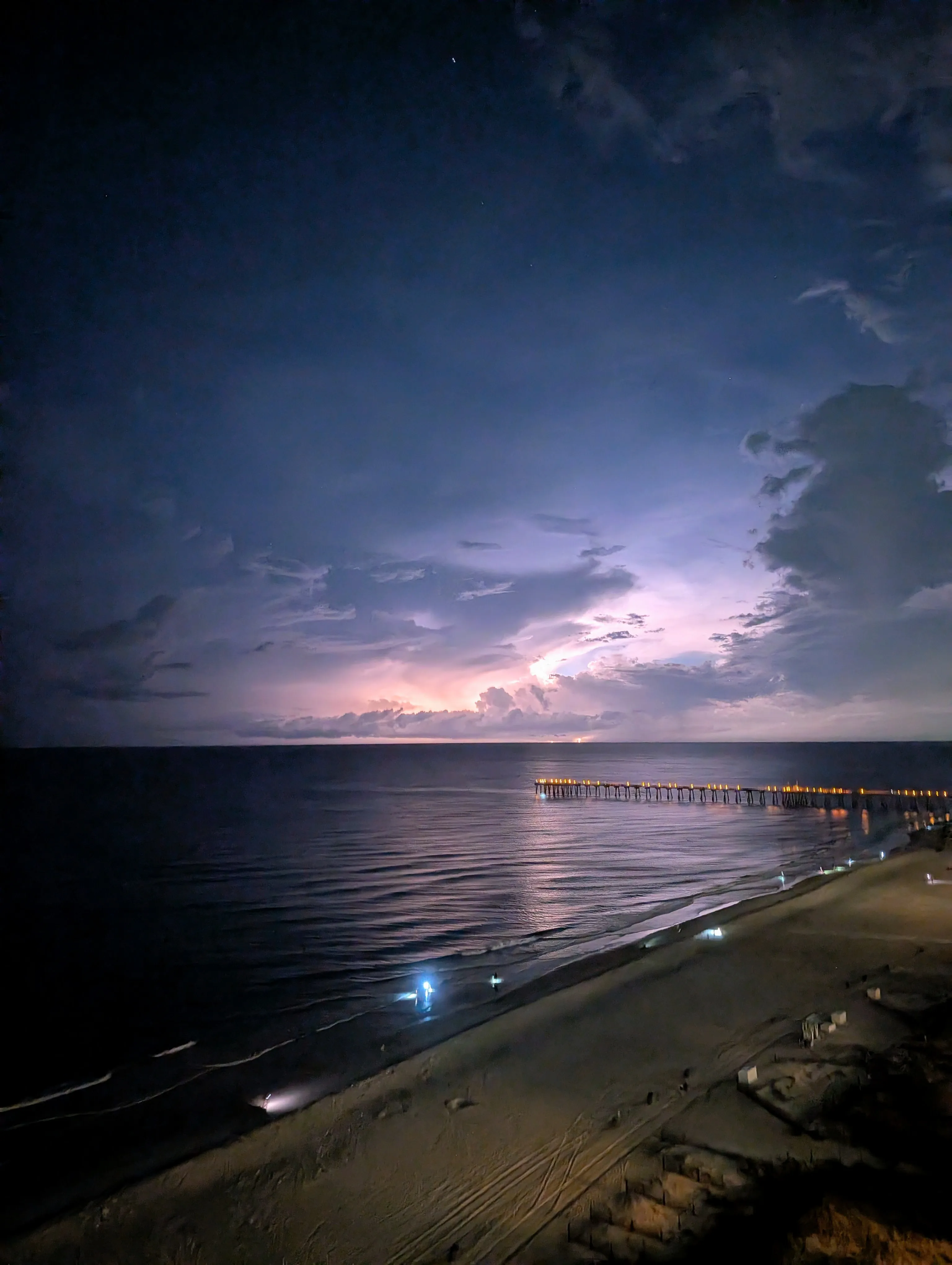 Lightning strike over the ocean