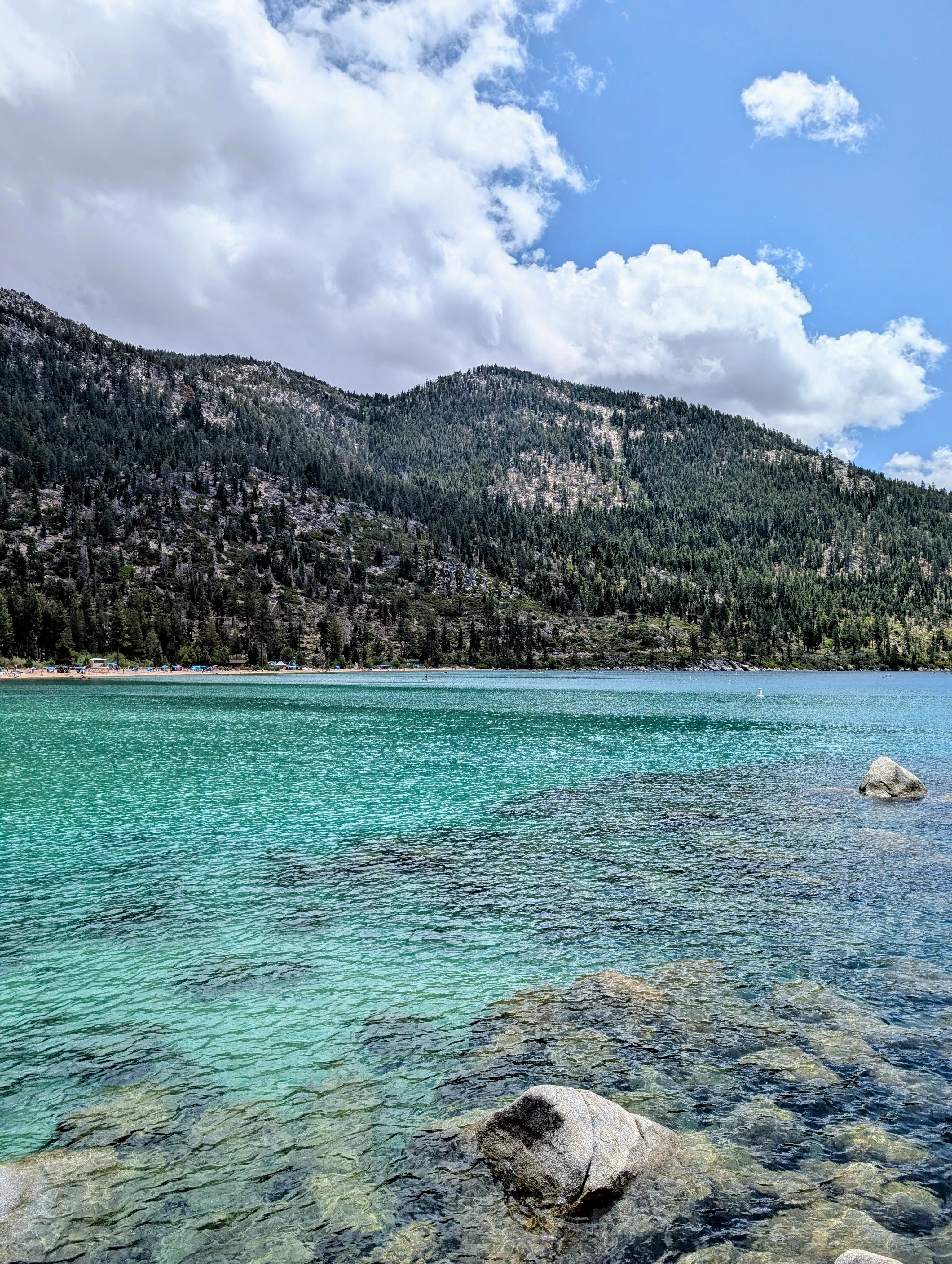 Lake Tahoe surrounded by mountains